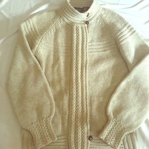 Vintage European Style Bulky Knit Wool Zip UpSweater
